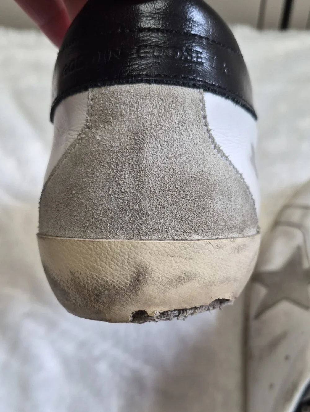 Golden Goose White Leather Low-Top Sneakers with Gray Star